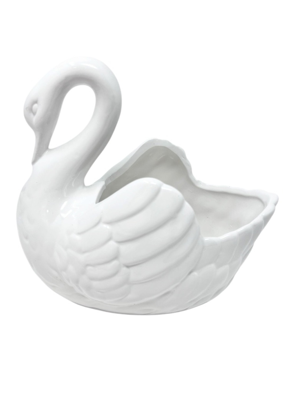 Cottagecore White Ceramic Swan Planter - Decorative Home Accent